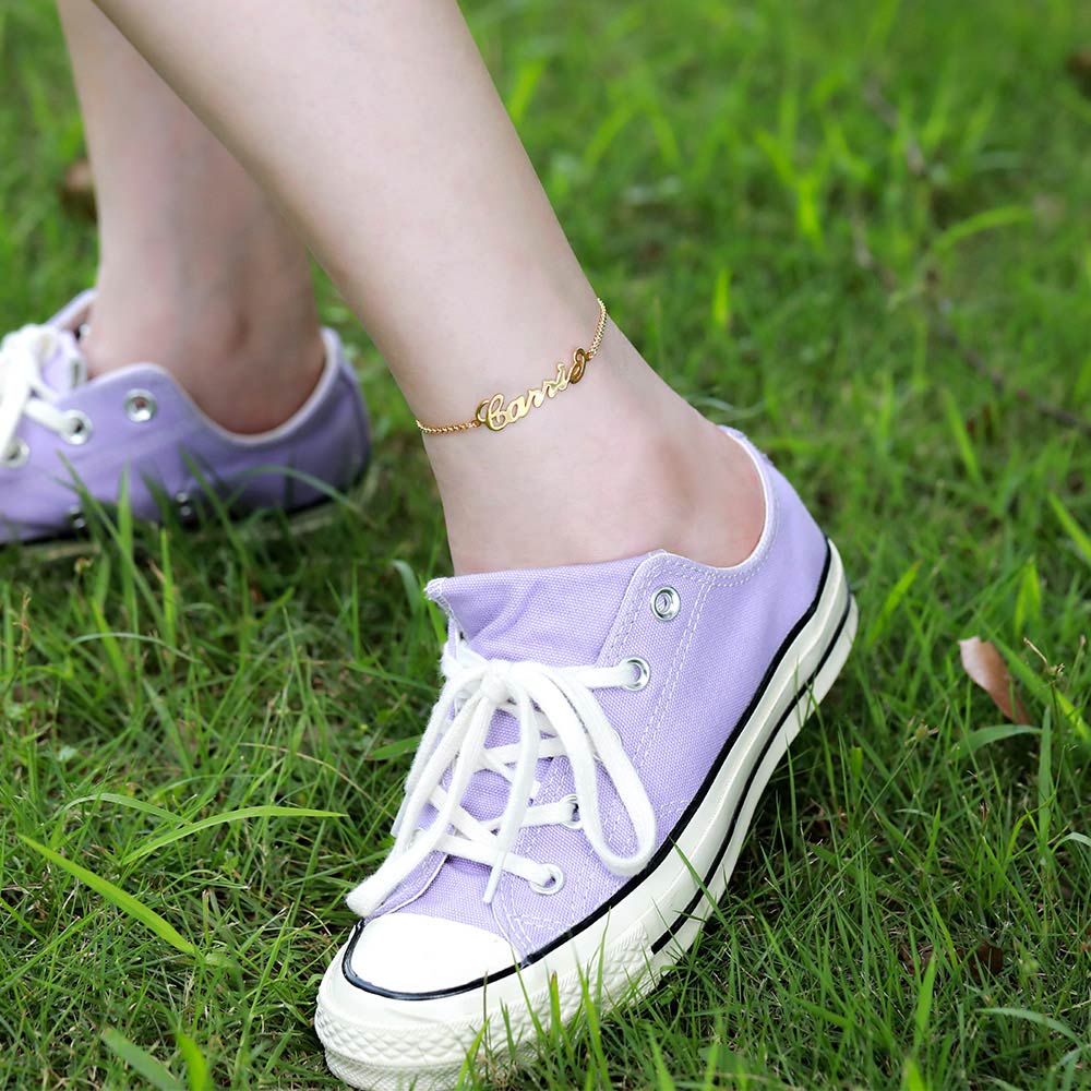 Personalized Name Anklet Sterling Silver