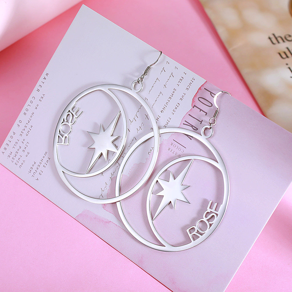 Personalized Name North Star Earrings