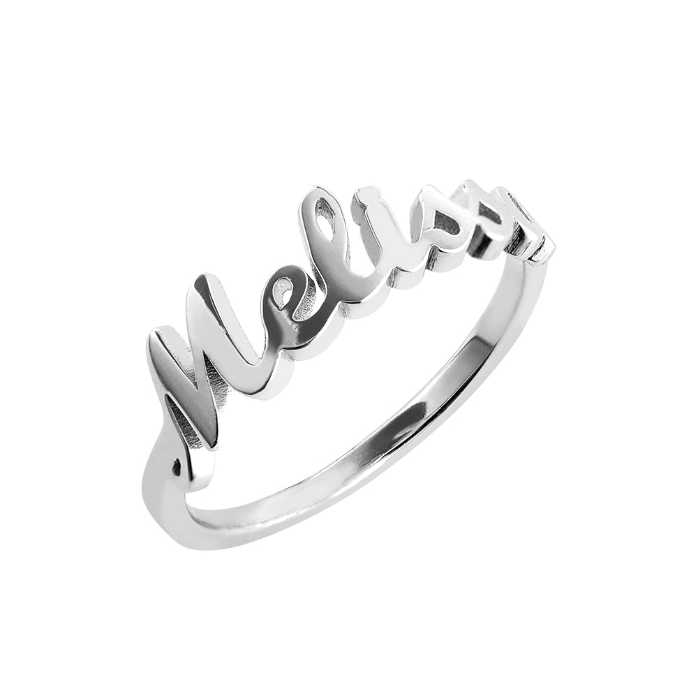 Personalized Single Name Ring in Silver