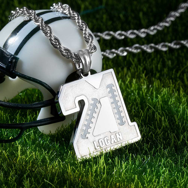 Custom Football Charm or Pendant w/ Name & Number - 522PG64999