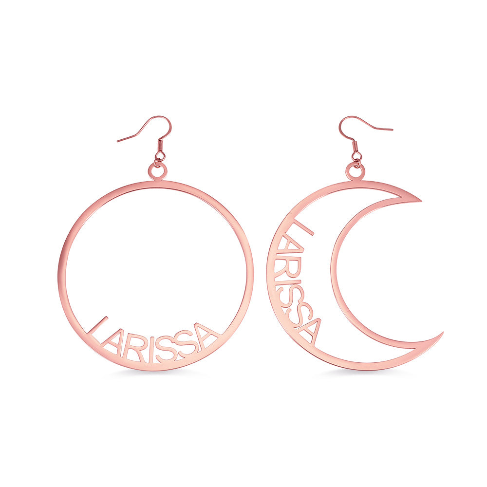 Personalized Moon & Sun Mismatched Name Earrings