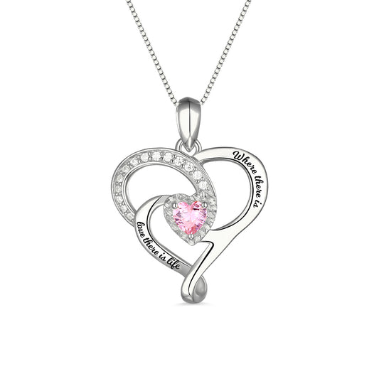 Personalized Heart Necklace with Birthstone