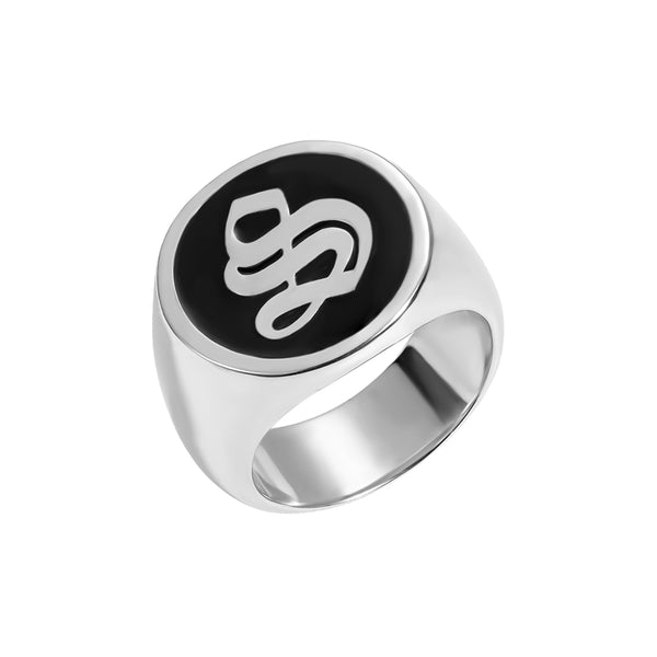 Personalized Round Initial Signet Ring Unisex