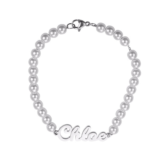 Personalized Name Bead Bracelet Stainless Steel