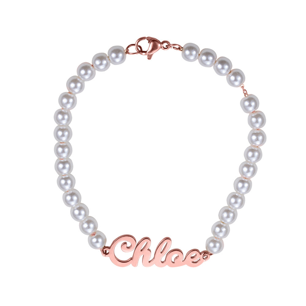 Personalized Name Bead Bracelet Stainless Steel