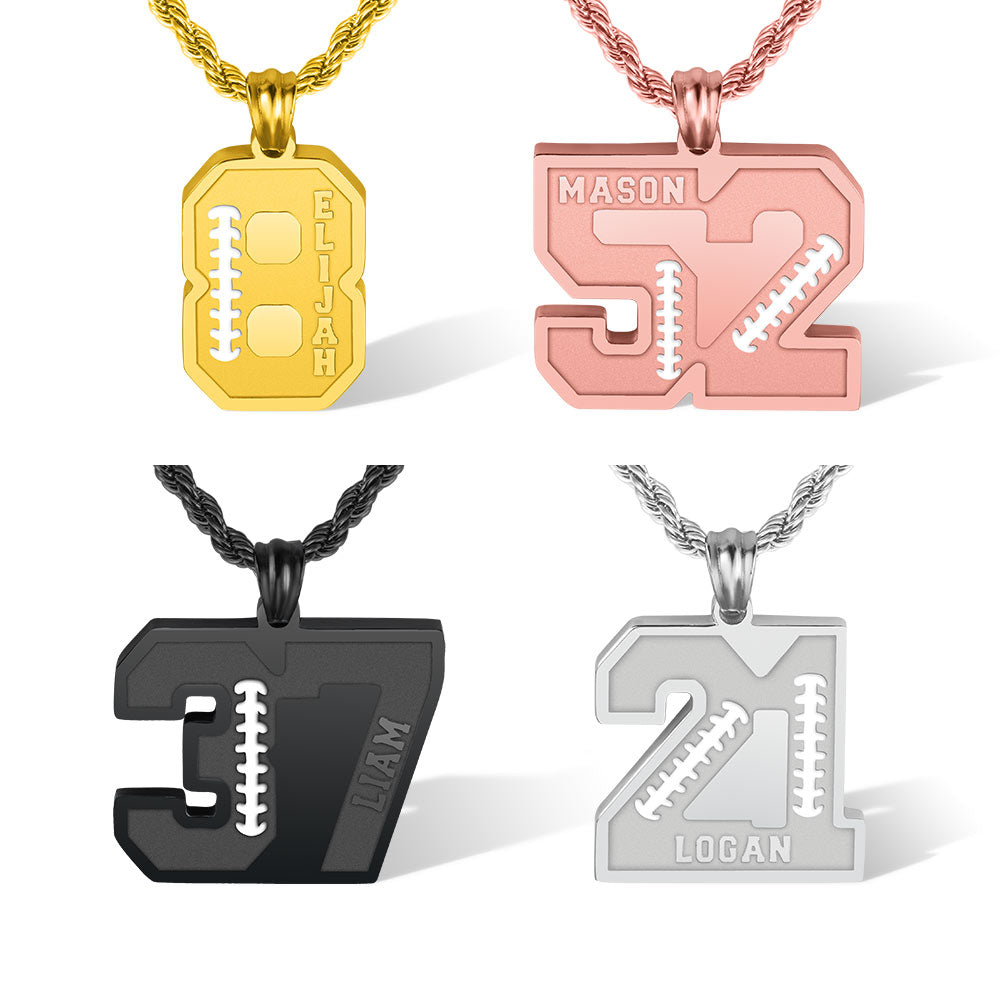 HSWYFCJY Football Jersey Number Necklace for Boys Stainless Steel Athletes  Jersey Number Charm Pendant Chain Sport Jewelry Gift for Men Girls（Number  0） | Amazon.com