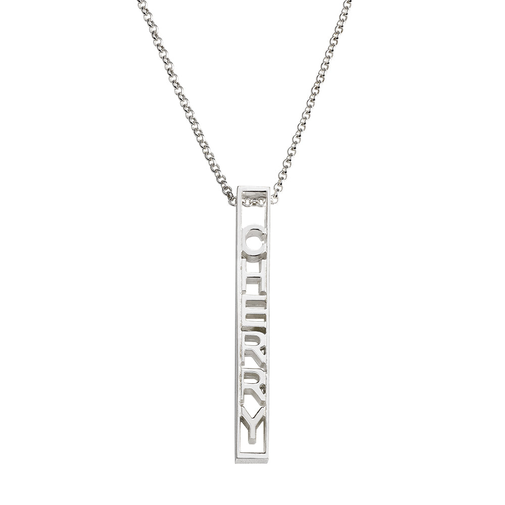 Personalized Special 3D Bar Necklace In Silver