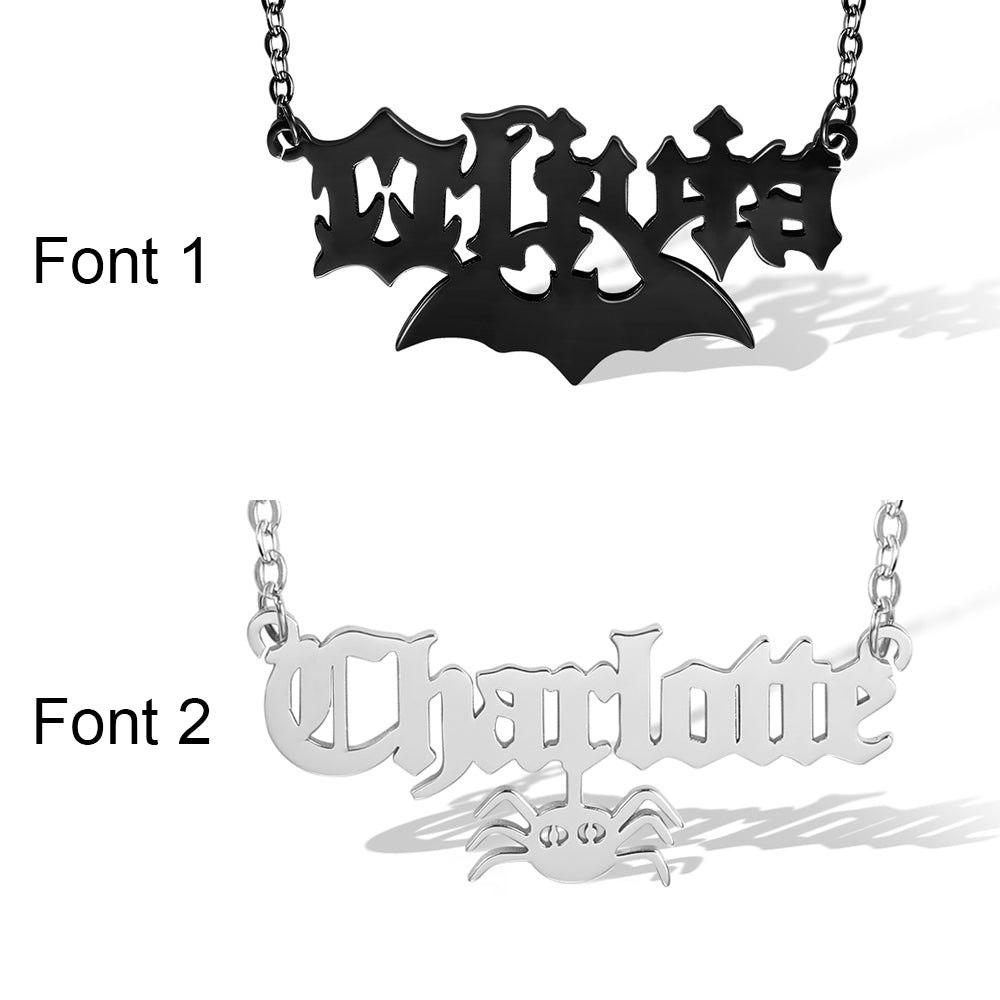 Personalized Halloween Gothic Name Necklace Stainless Steel
