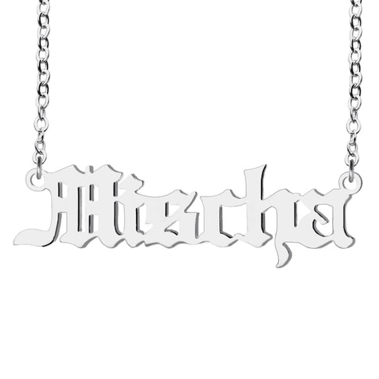Old English Name Necklace Stainless Steel