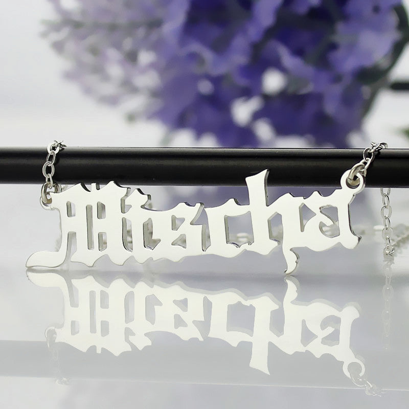 Old English Name Necklace Stainless Steel