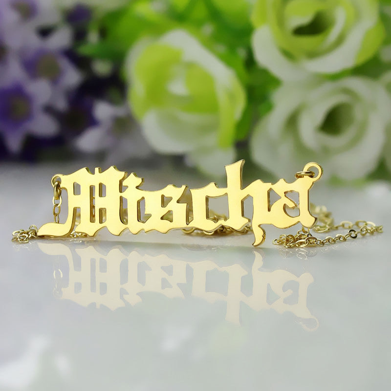 Old English Name Necklace Stainless Steel