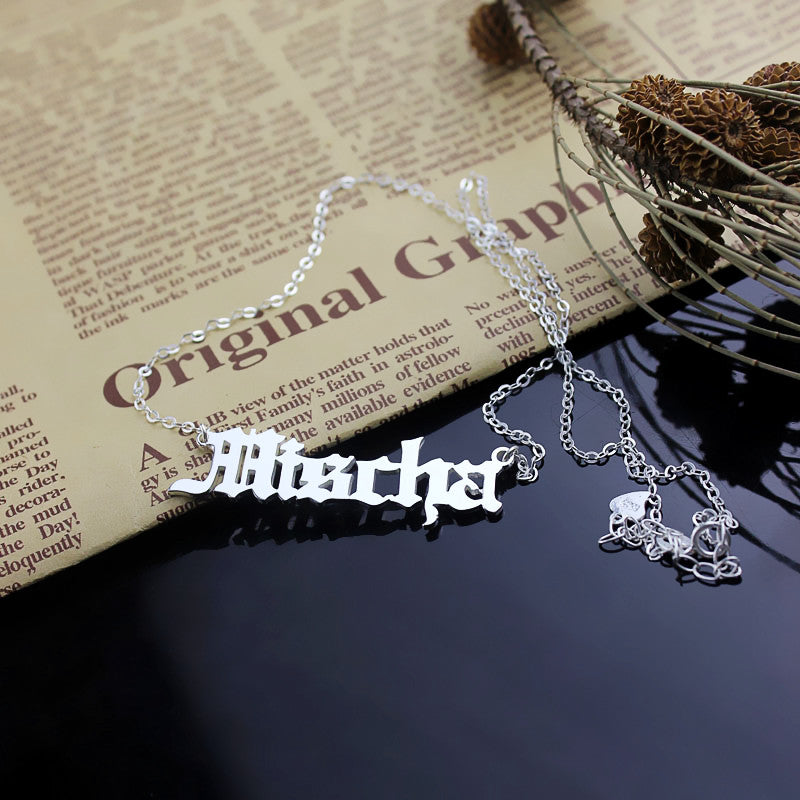 Old English Name Necklace Stainless Steel