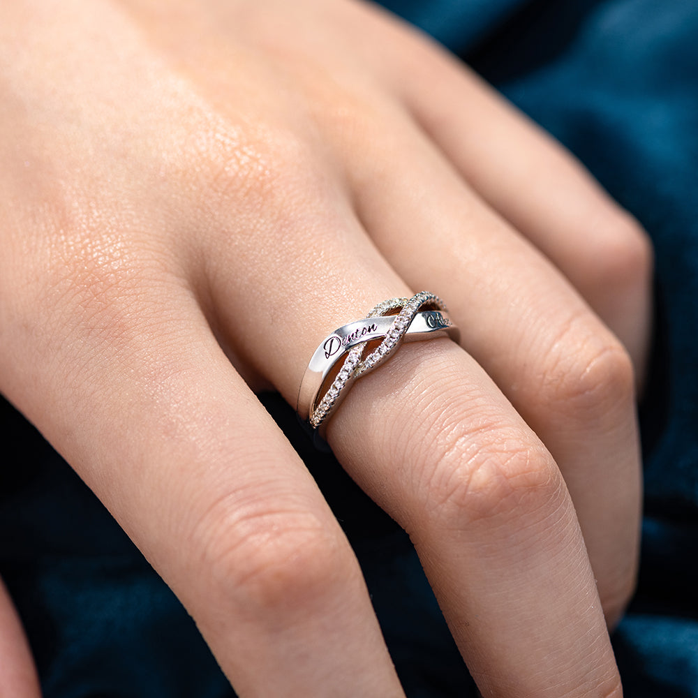 Engraved Name Sterling Silver Twisted Ring