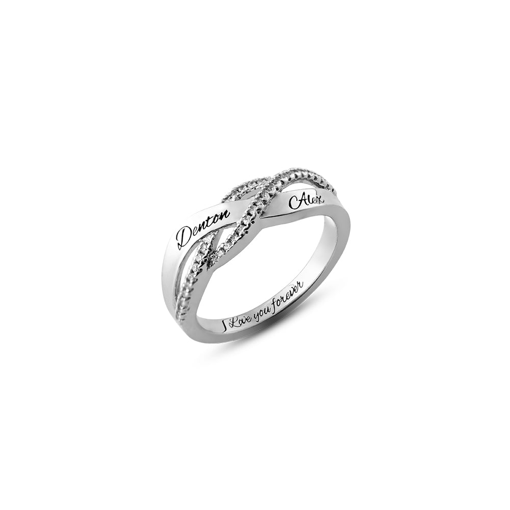 Engraved Name Sterling Silver Twisted Ring