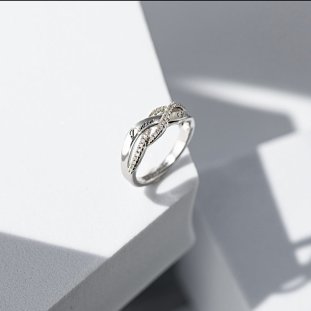 Engraved Name Sterling Silver Twisted Ring