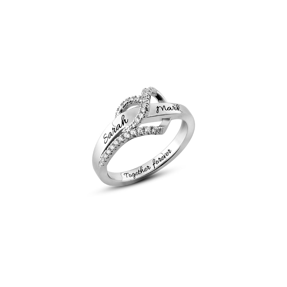 Customized Heart CZ Ring Sterling Silver