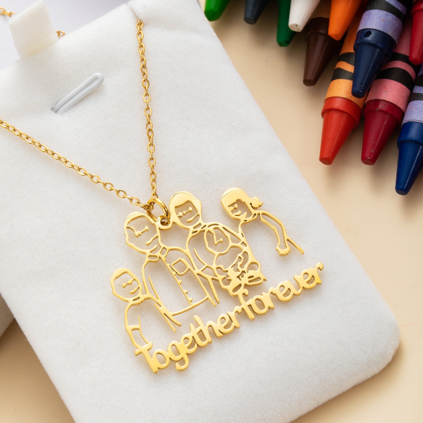 Personalized Children's Drawing Graffiti Necklace Gift for Mom Grandma