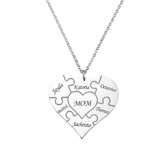 Personalized Heart Puzzle Necklace Stainless Steel
