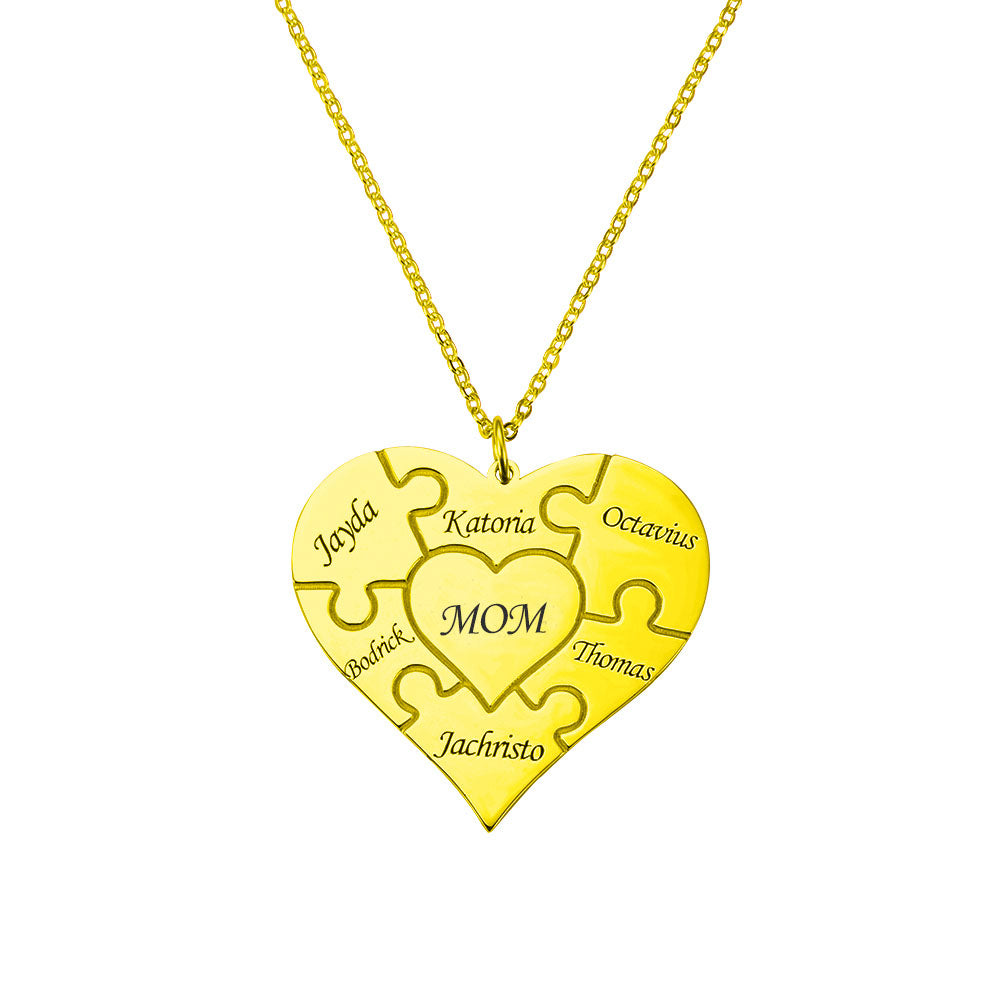 Personalized Heart Puzzle Necklace Stainless Steel