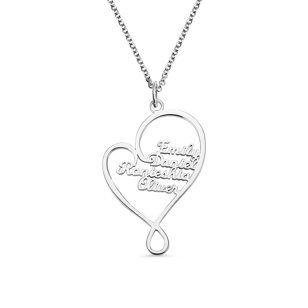 Personalized Heart and Hug Necklace for Mom Sterling Silver 925