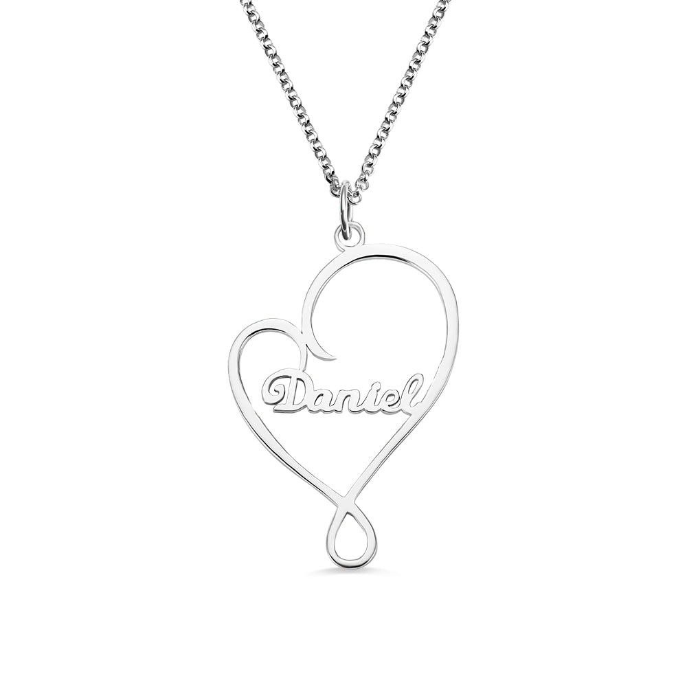 Personalized Heart and Hug Necklace for Mom Sterling Silver 925