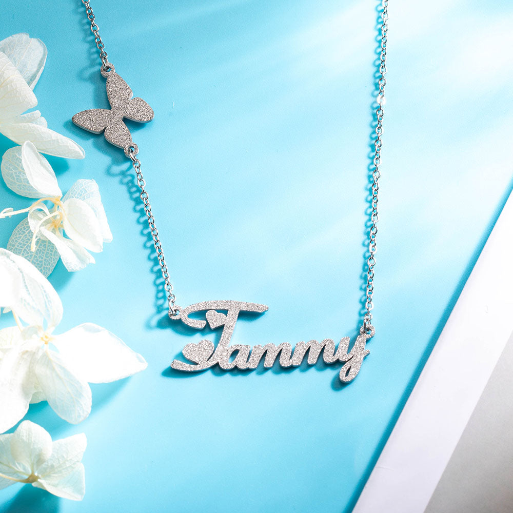 Custom Fashion Butterfly Clavicle Name Necklace