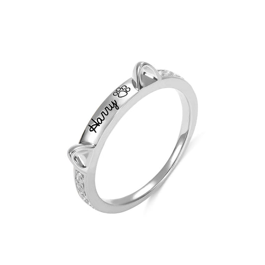 Personalized Name Cat Ring with Ears