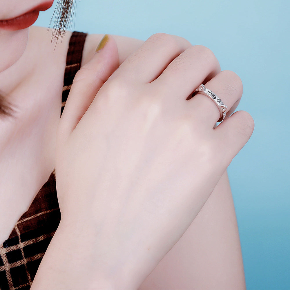 Personalized Name Cat Ring with Ears