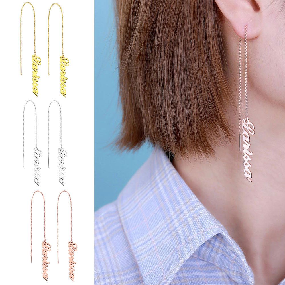 Personalized Vertical Name Drop Earrings