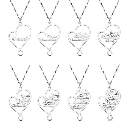 Personalized Heart and Hug Necklace for Mom Stainless Steel