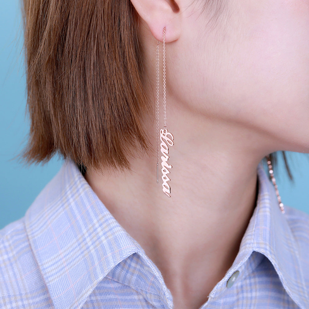 Personalized Vertical Name Drop Earrings