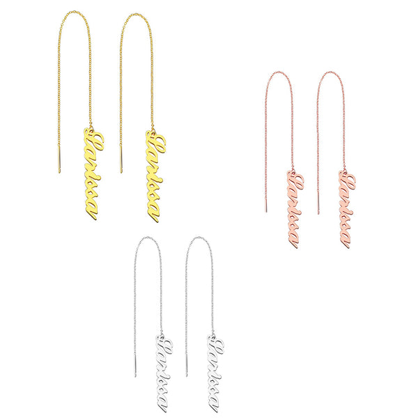 Personalized Vertical Name Drop Earrings