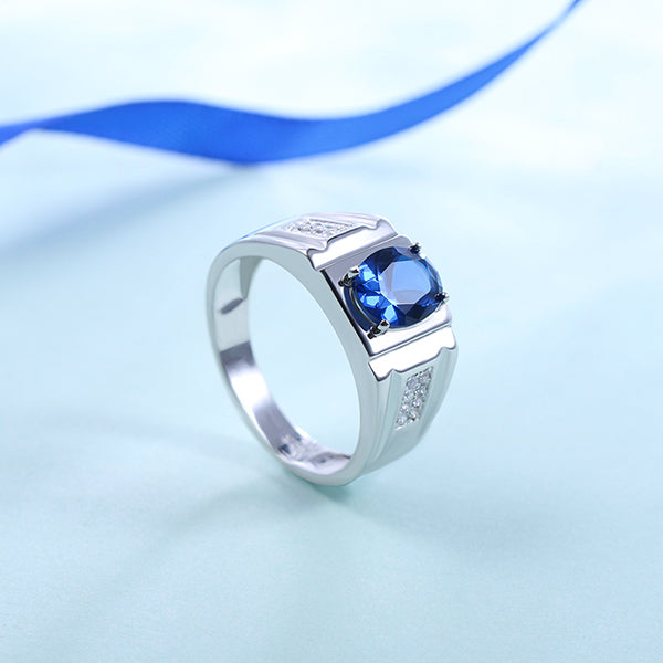 Classic Oval Ring with Birthstone Gift for Men