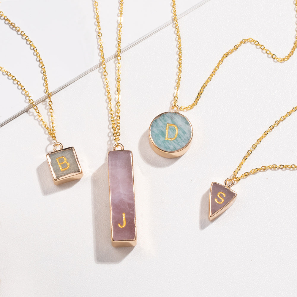 Customized Initials on A Stone Necklace