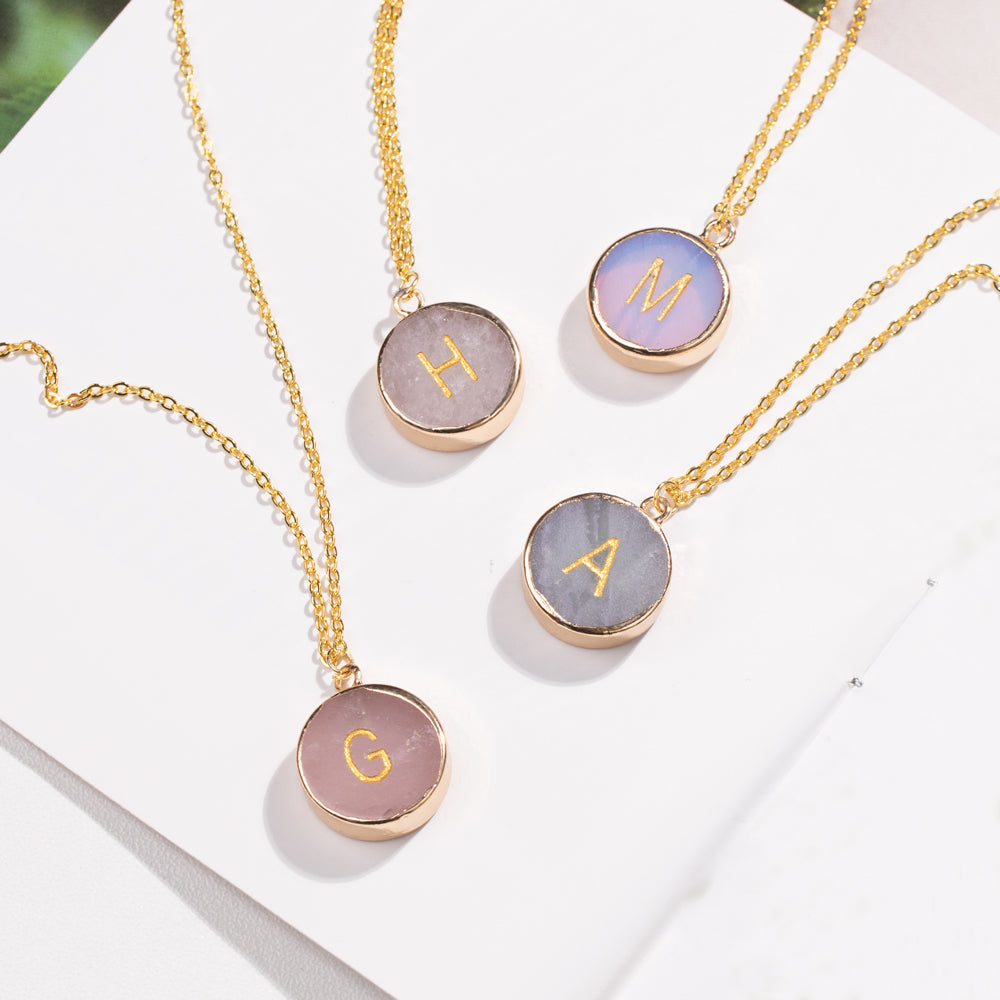 Customized Initials on A Stone Necklace