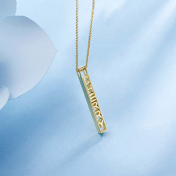 Personalized Special 3D Bar Necklace In Silver