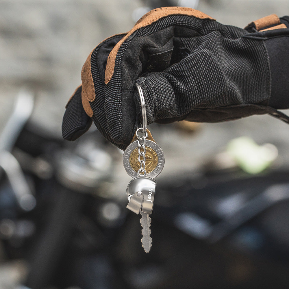 Personalized Name Monogram Motorcycle Helmet Keychain