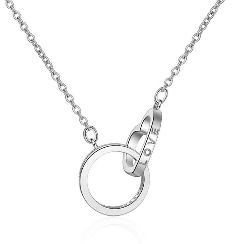 Interlocking Ring and Heart Diamond Necklace