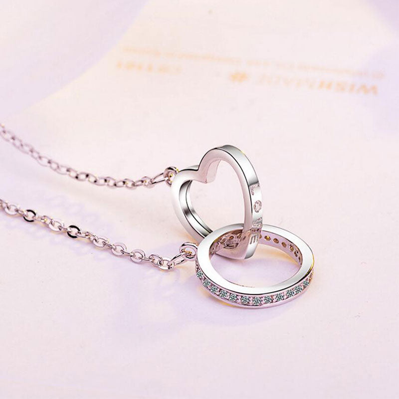 Interlocking Ring and Heart Diamond Necklace