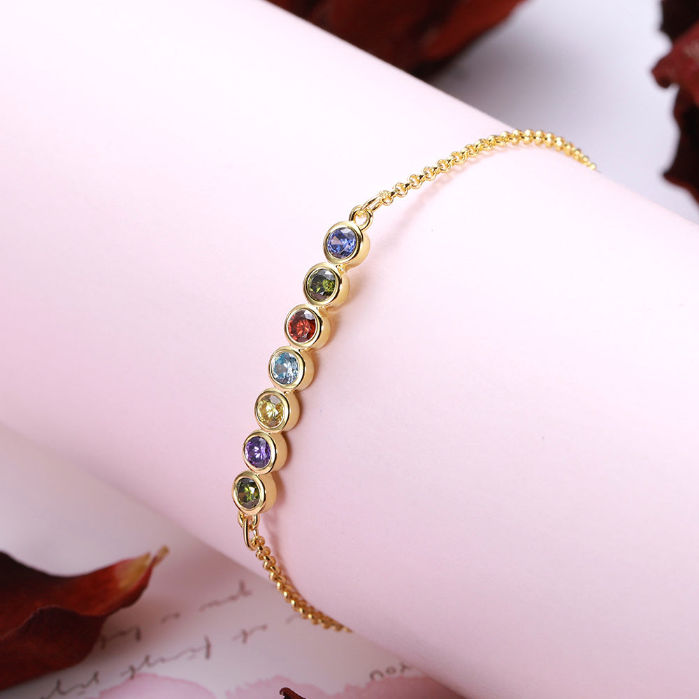 Personalized Birthstone Bracelet Sterling Silver