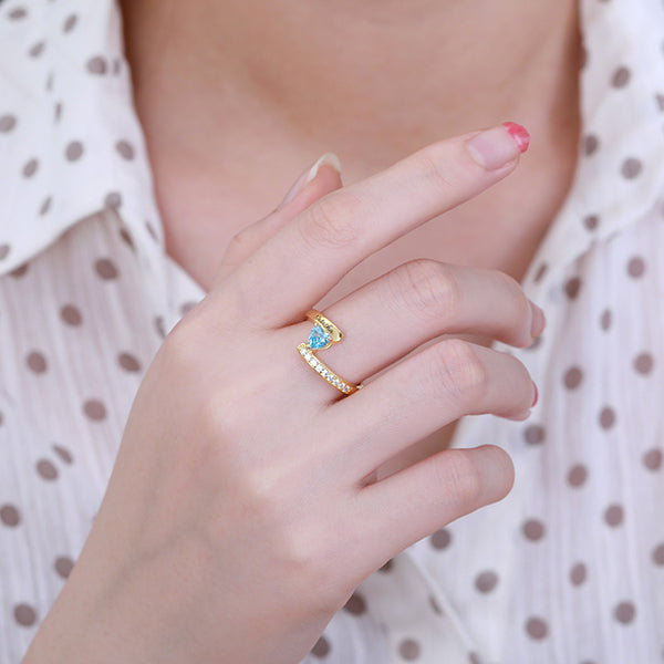 Engraved One Heart Birthstone Ring in Silver