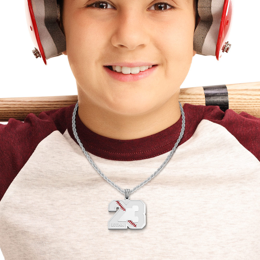 Personalized Baseball & Softball Sports Number Necklace with Name