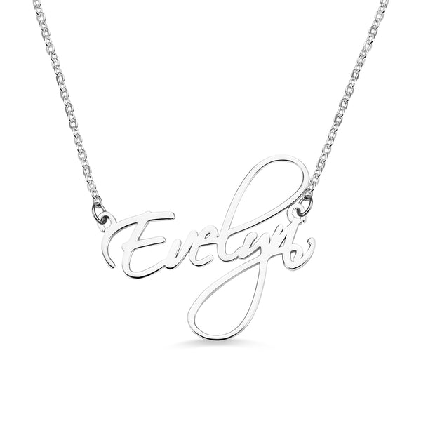 Personalized Calligraphy Name Necklace Silver