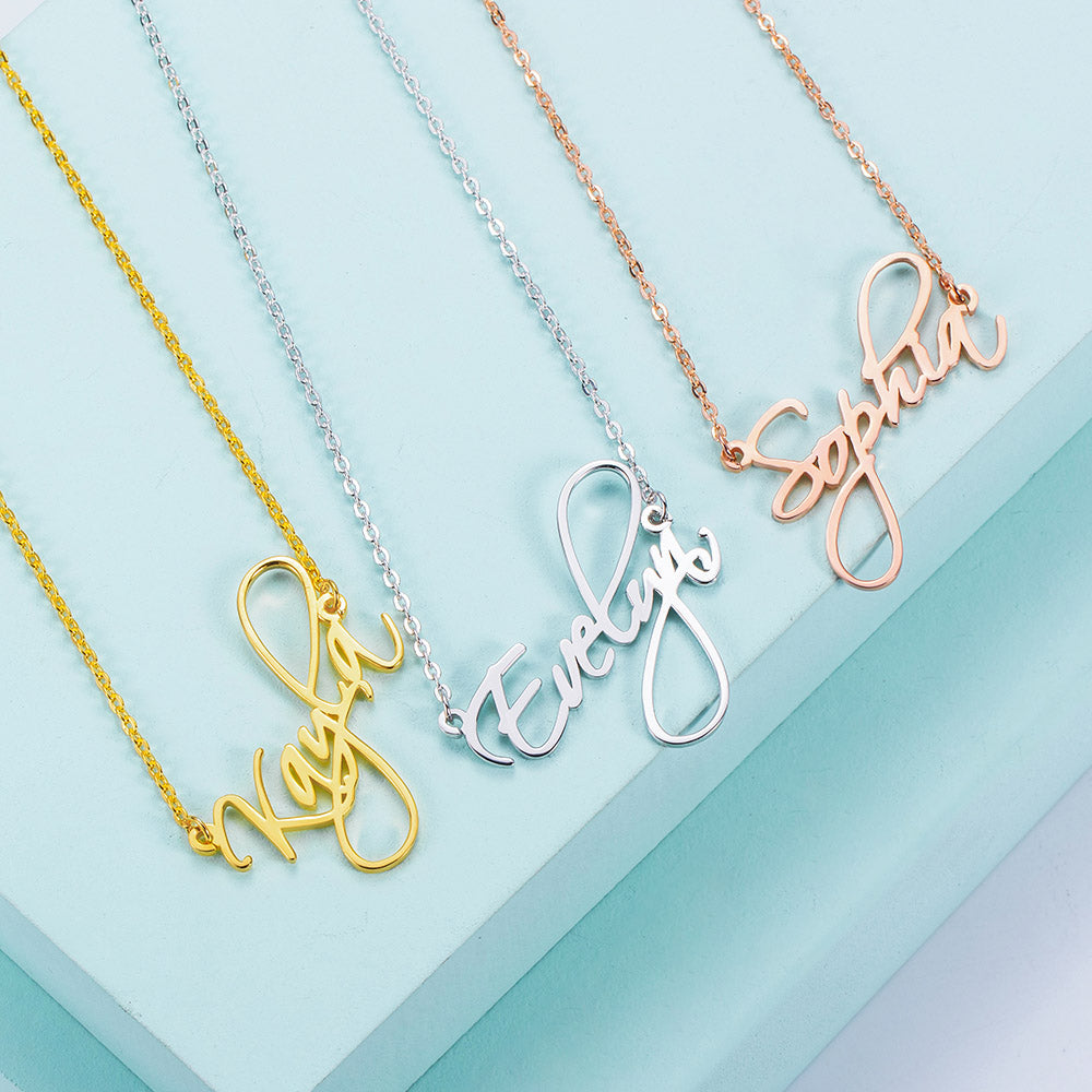 Personalized Calligraphy Name Necklace Stainless Steel