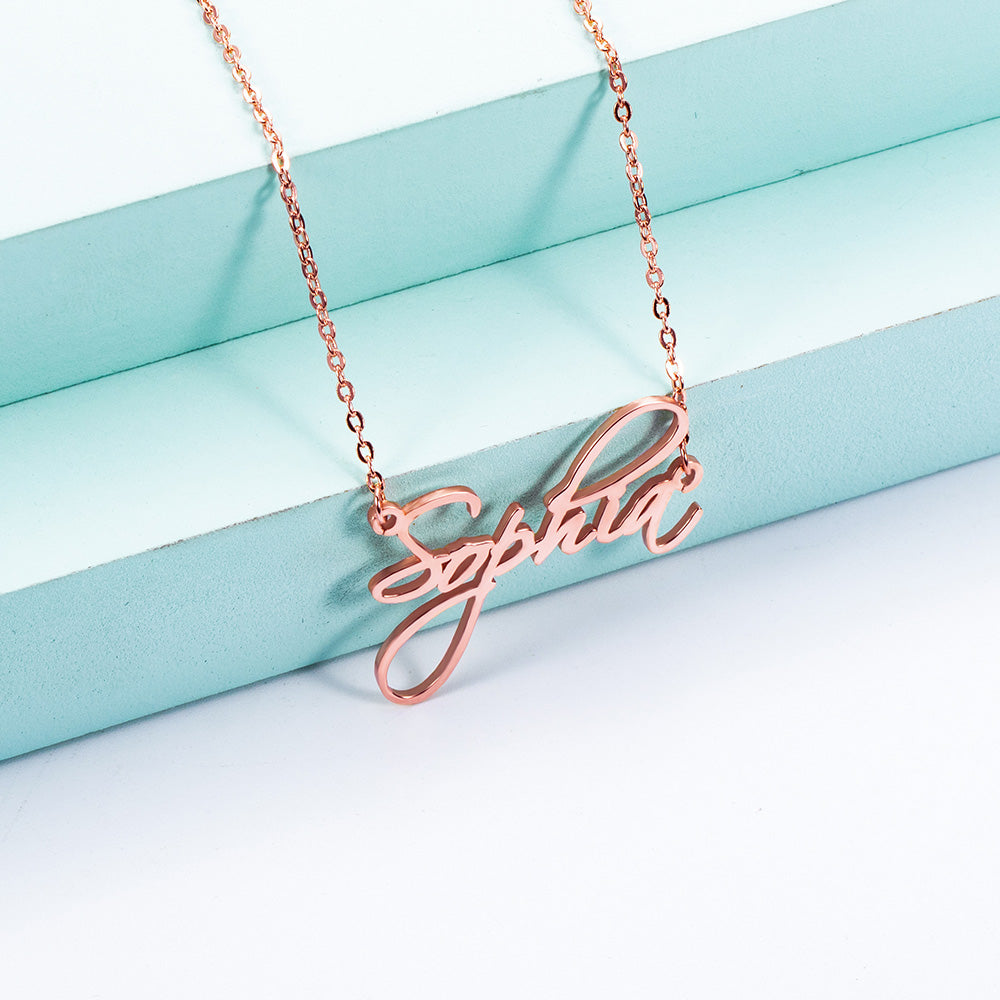 Personalized Calligraphy Name Necklace Stainless Steel