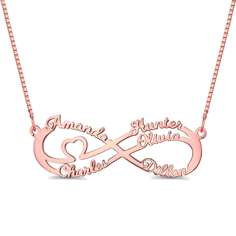 Silver Infinity Necklace With 5 Names