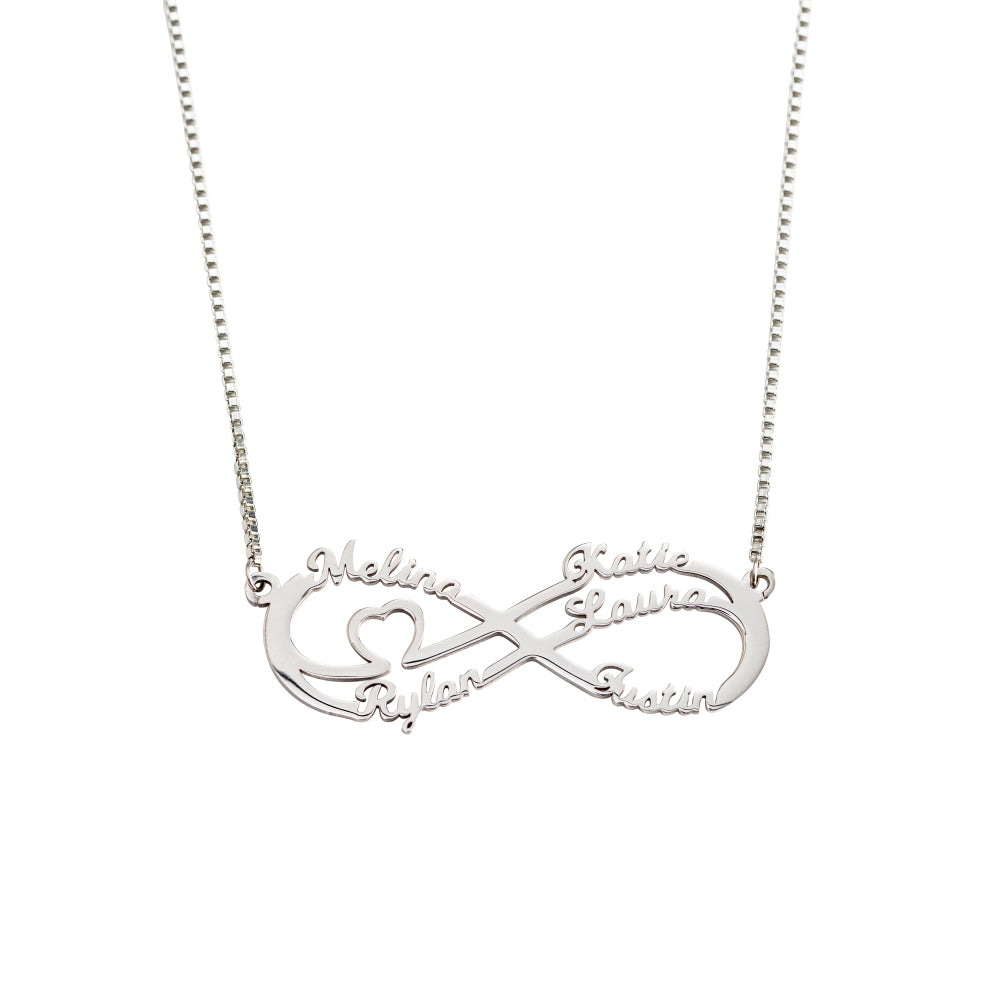 Silver Infinity Necklace With 5 Names