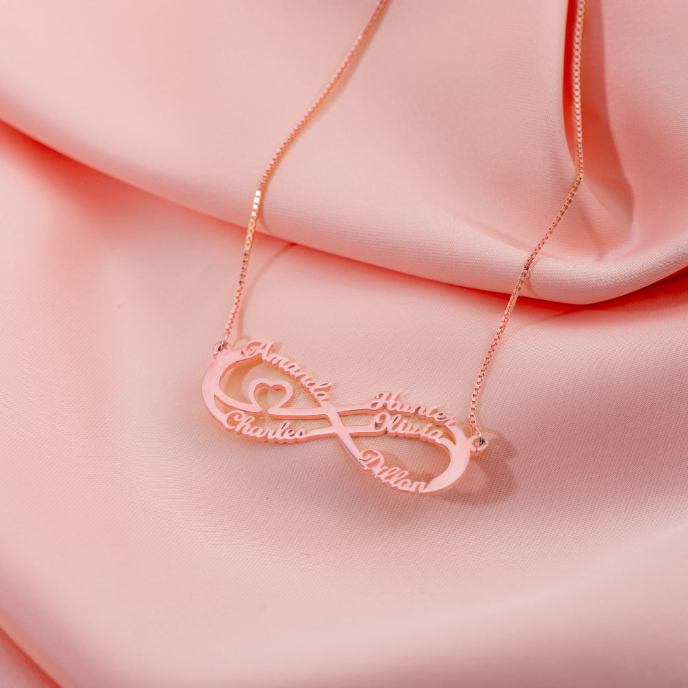 Silver Infinity Necklace With 5 Names