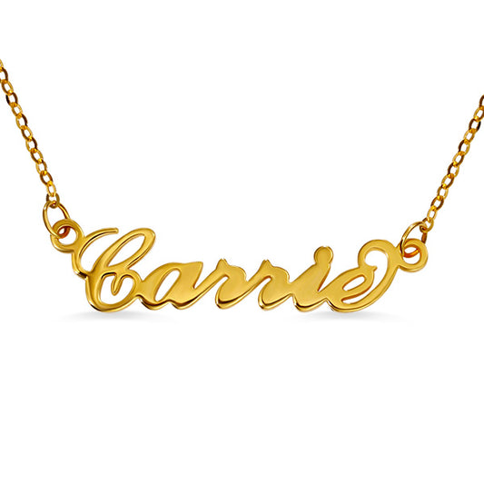 Personalized Carrie Name Necklace Solid Gold 10K/14k/18K