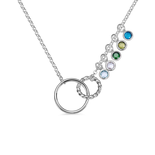 Mother Daughter Birthstone Necklace Sterling Silver